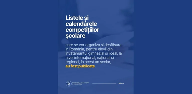 Listele și calendarele competițiilor școlare 2026