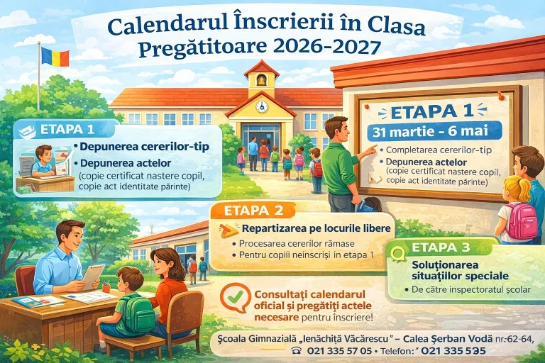 Calendarul înscrierii în clasa pregătitoare 2026-2027